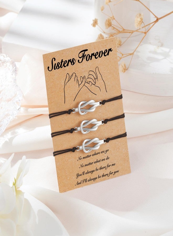 Tarsus Sister Gifts, 3 Sister Bracelet Matching Knot Bracelet Gift from Sister Birthday Gifts Ideas Christmas Valentines Day Presents Gifts for Sister Women - Image 3